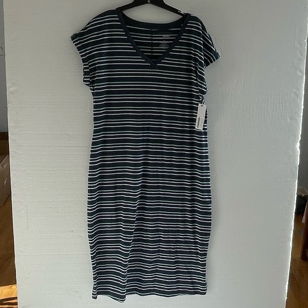 NWT Sonoma V Neck Knit Striped Dress Size Large